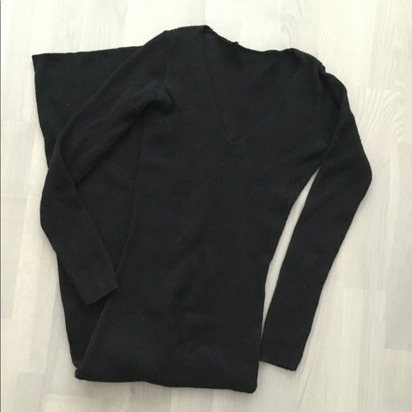 French Connection Basic Bodycon Sweater Midi Dress with Woven Detailing - Picture 2 of 7